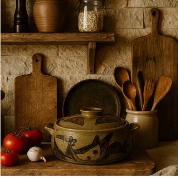 Studio Pottery Lidded Dutch Oven / Serving Dish - Picture 1 of 7